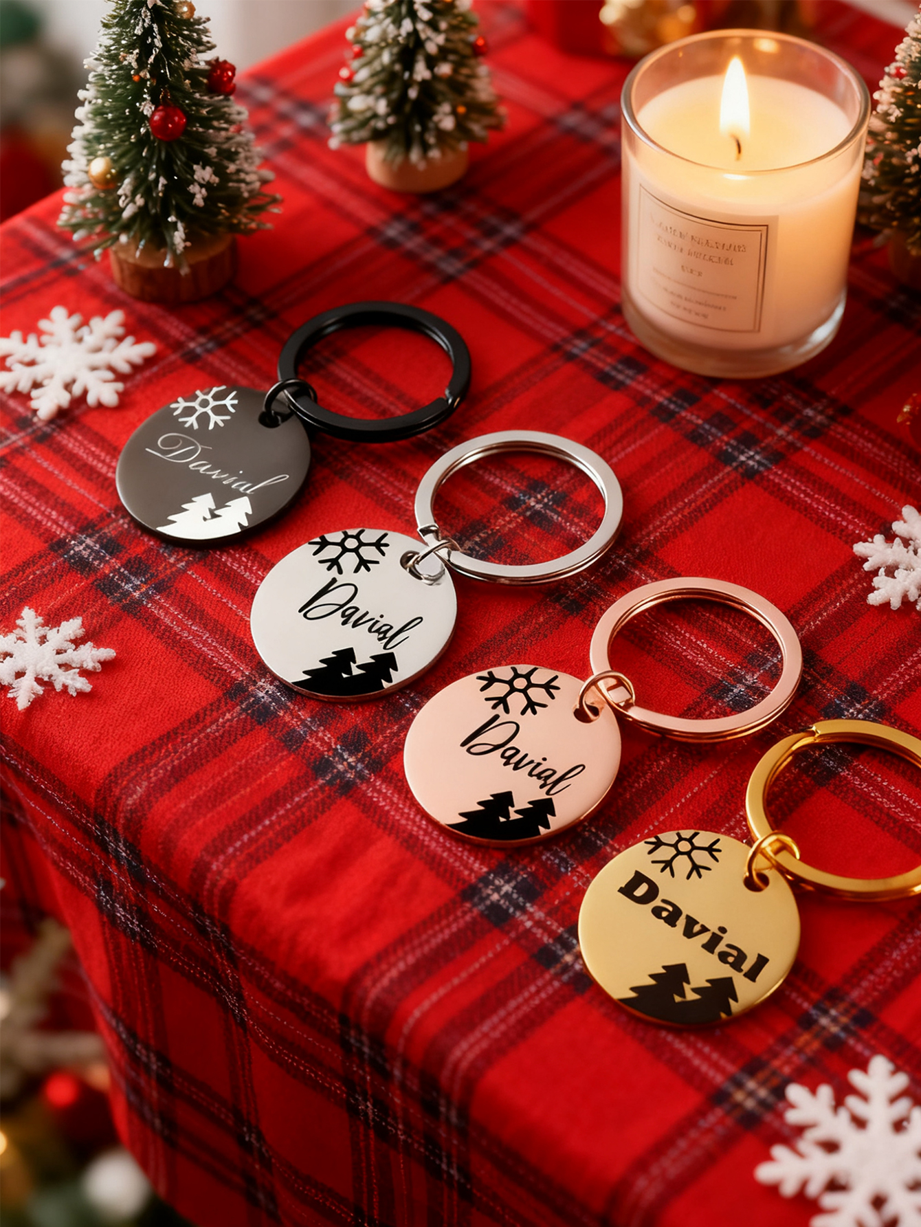 Custom Stainless Steel Christmas Keychain